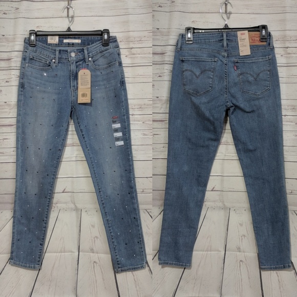 Levi's 711 Studded Embellished Skinny Ankle Jeans - Picture 2 of 6